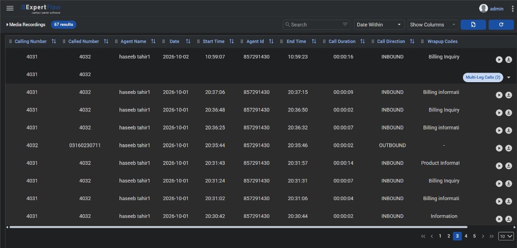 Media Recordings in dark theme