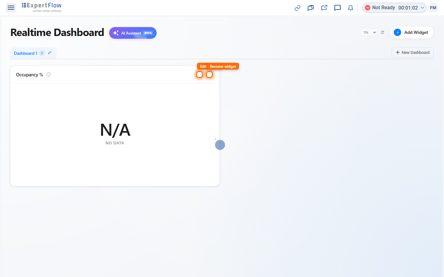 Hovering over a widget to reveal Edit and Remove icons