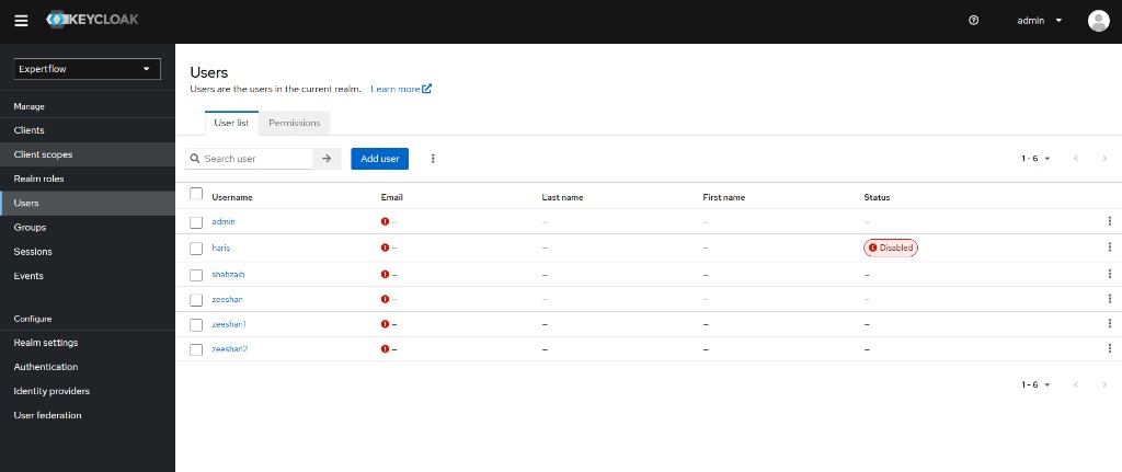 EFCX Users list showing Disabled badge after Temporarily locked cleared