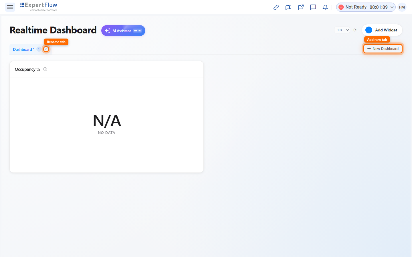The tab bar, with Add new tab and Rename tab highlighted