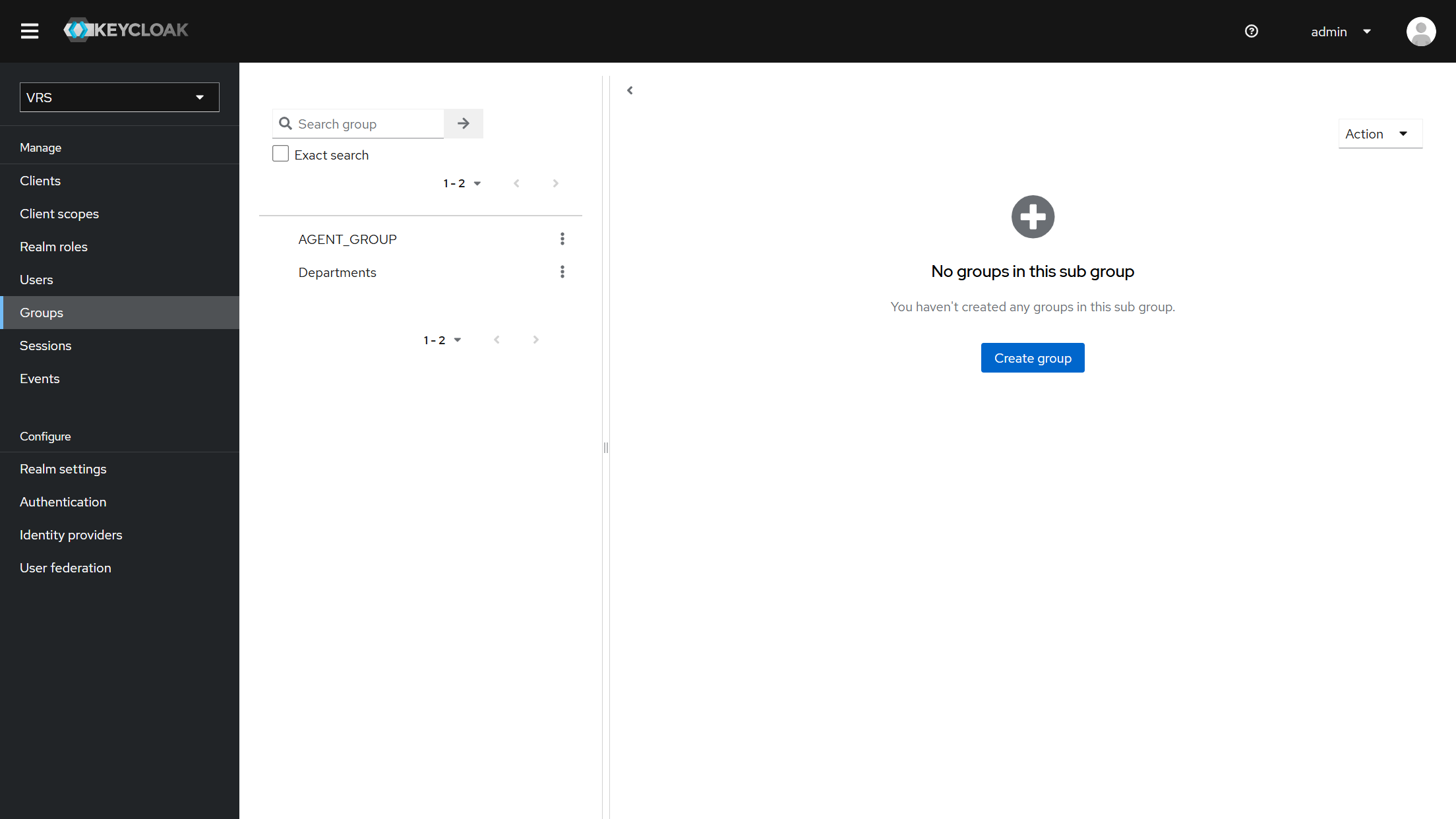 Groups list with AGENT_GROUP and Departments