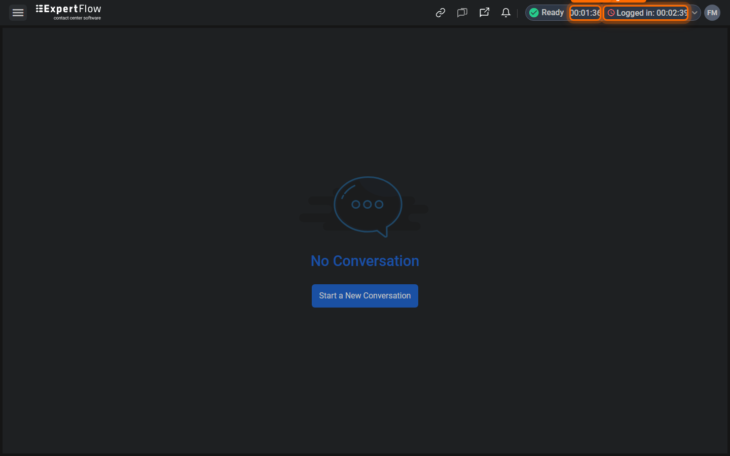Top bar showing the status timer and the login timer side by side right after logging in