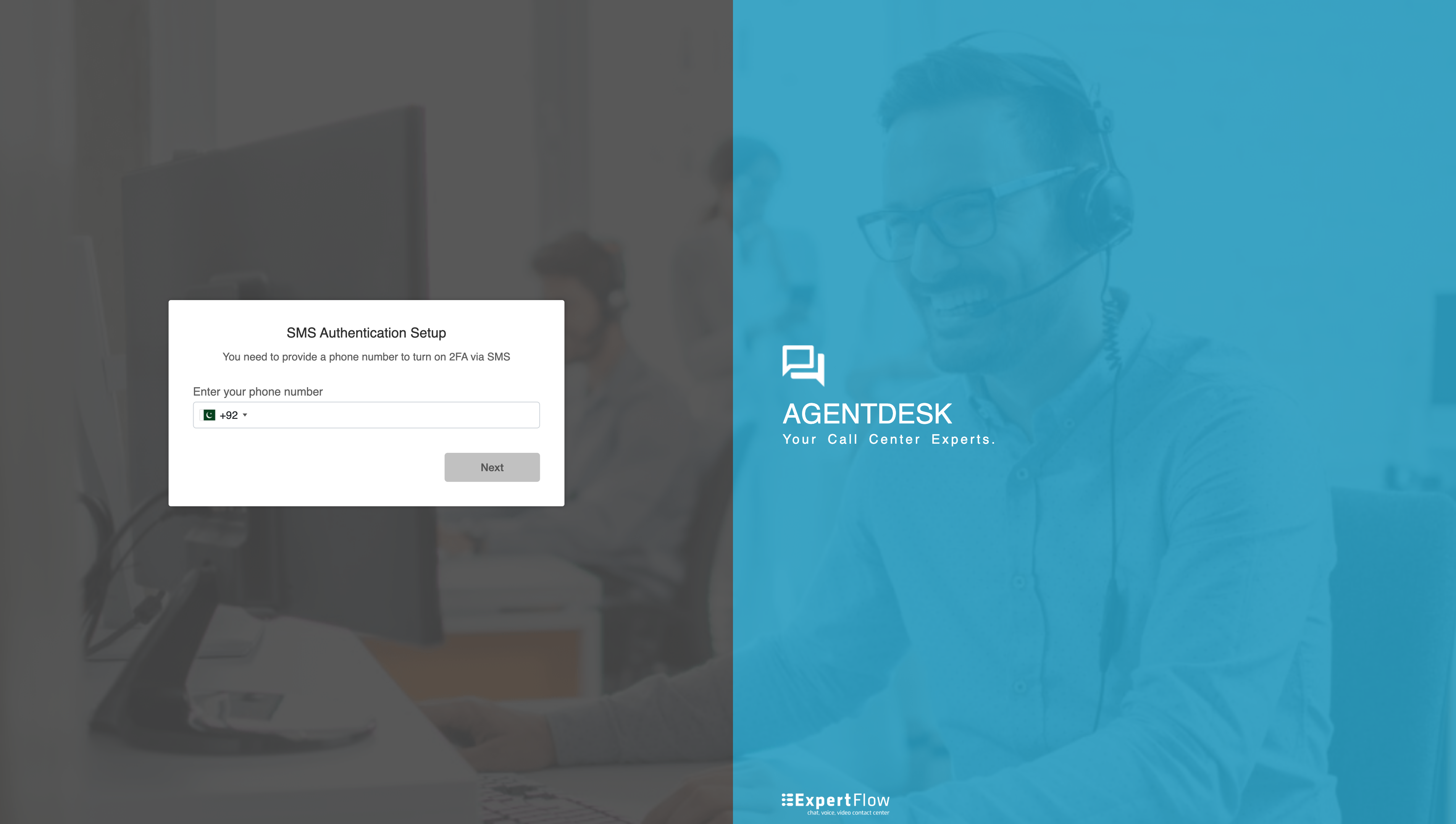 Enter phone number for 2FA
