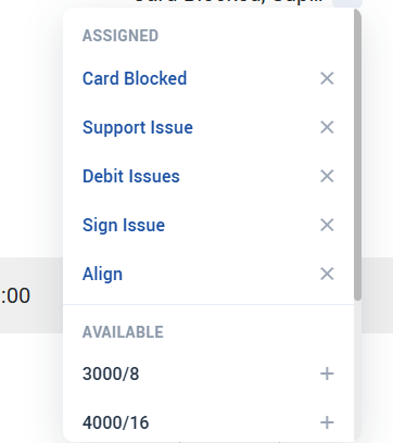 Tag assign popover ASSIGNED and AVAILABLE