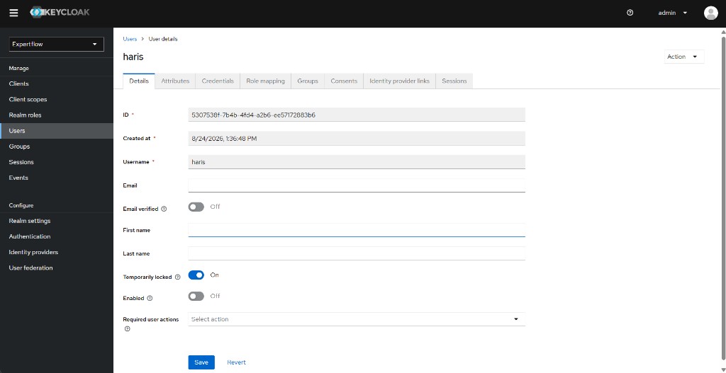EFCX user Details Temporarily locked On and Enabled Off on the form