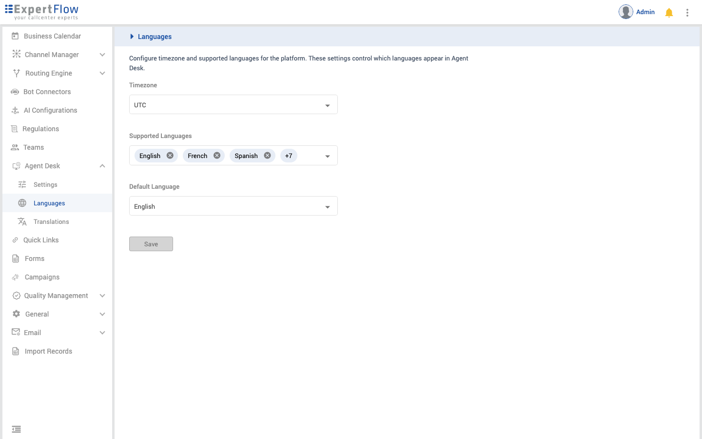 Agent Desk navigation in the sidebar