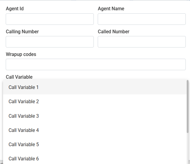 Call Variable dropdown showing Call Variable 1 to 10