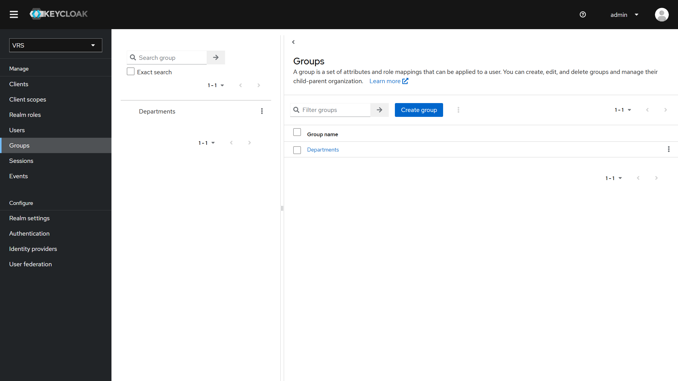 Keycloak Groups with Departments parent