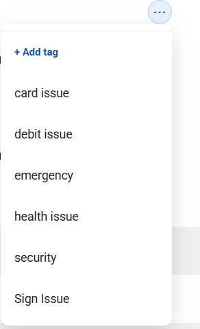 Add tag menu with available tags